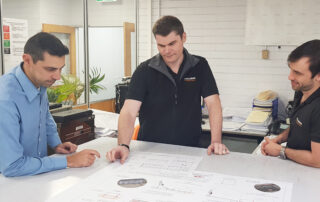 Left to right - Mauricio Salvi (Manufacturing Engineering Leader), Brenton McCallum (Engineering Manager), Nick Carnie (Engineering Leader - Product Development, Engineering Systems & Aftersales Support)